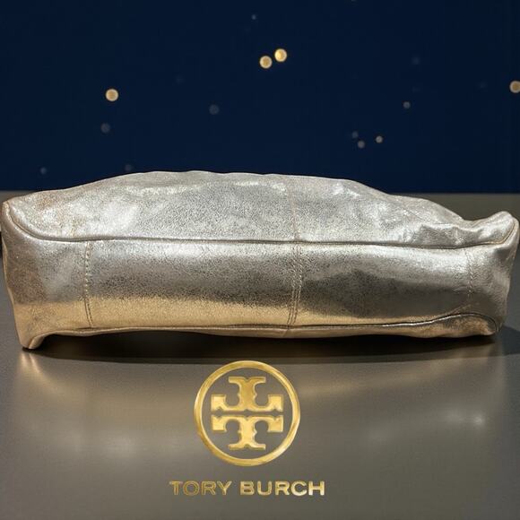 Tory Burch Metallic Gold Leather Hobo Bag A BEAUTY! - Picture 9 of 11